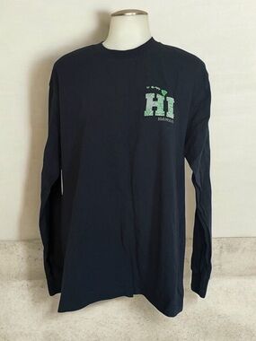 Men's Navy Long-Sleeve HI Graphic Tee